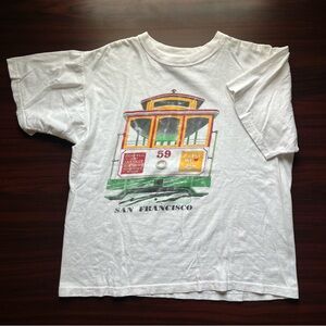 Vintage San Francisco T Shirt Trolley Streetcars 1990s Shirt White Size Large